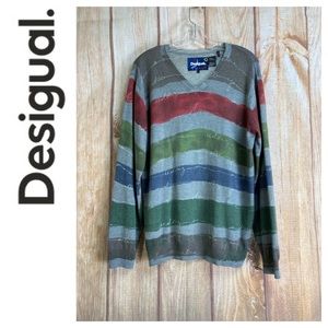 💙Desigual V-Neck Wool Blend Sweater Men’s Size XLarge